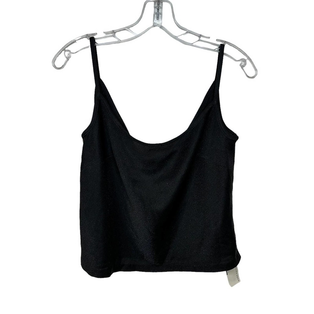 Carmen Marc Valco Tank Top Womens Shimmer Blouse Soft Stretch Formal Black NWT